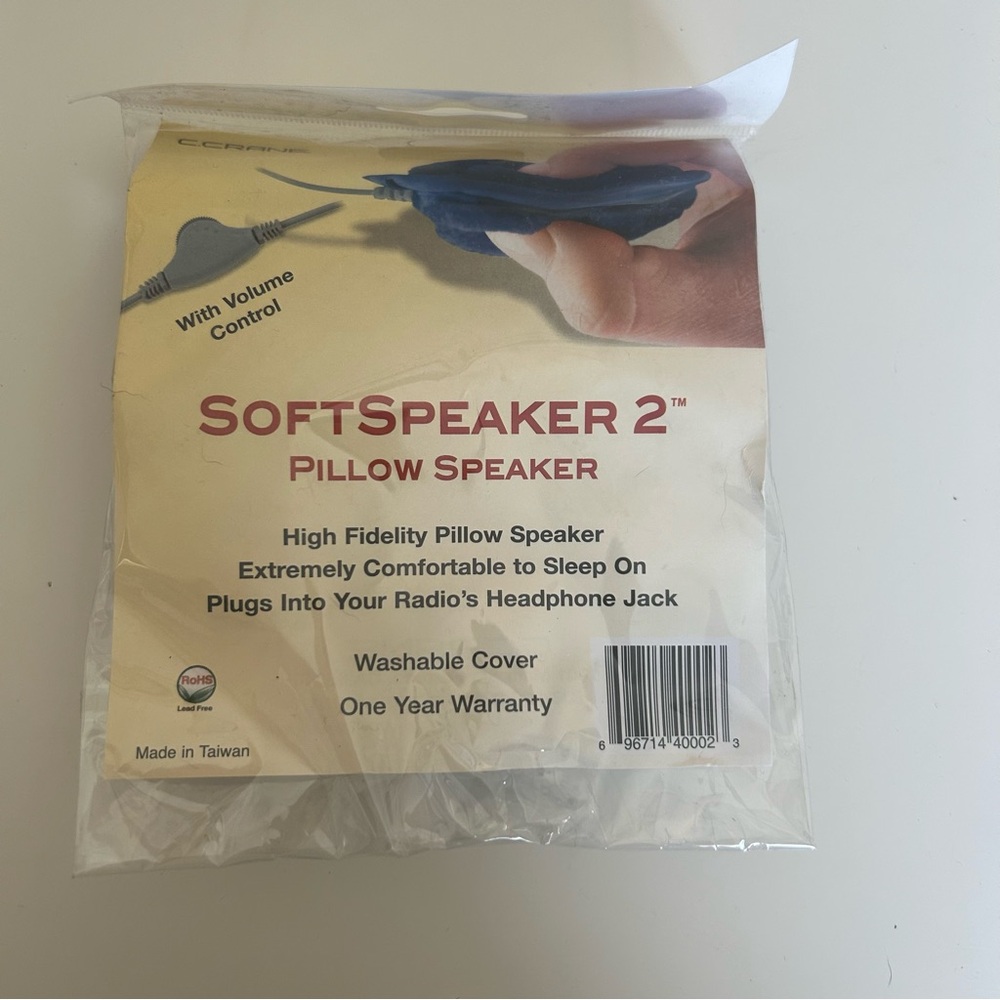 SoftSpeaker™-2 Pillow Speaker with Kevlar® Cord and Volume Control
